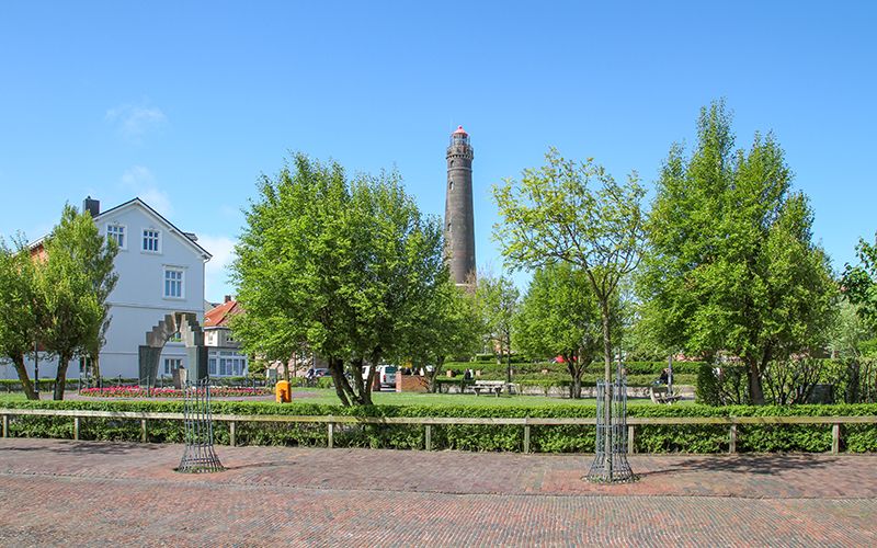 Blick auf den neuen Leuchtturm von Borkum